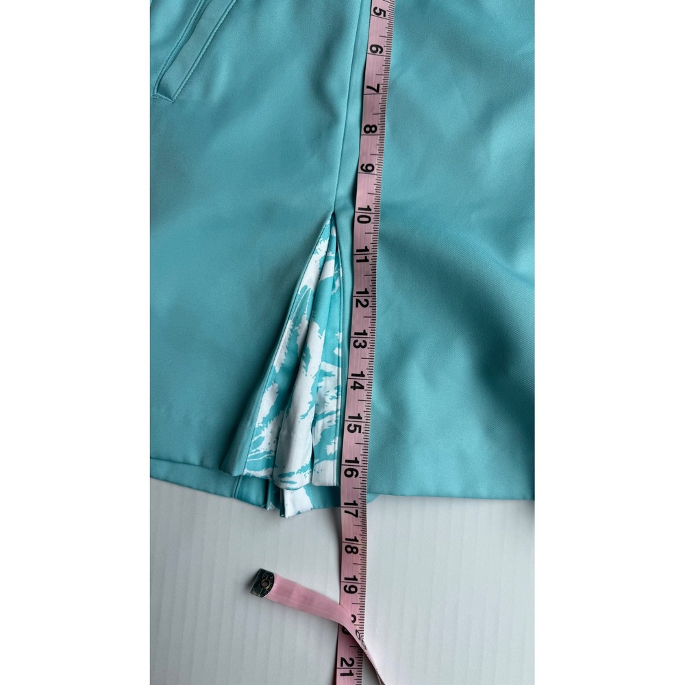 IZOD Golf Womens Turquoise Teal Pleated Skort Size 12 Palm Print Athletic Skirt - Picture 6 of 7
